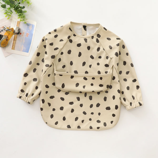 Soft Long Sleeved Baby Bib with Crumb Catcher - Unisex Toddler, Waterproof