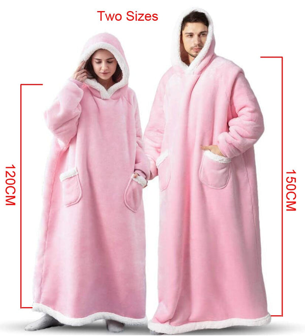 2023 Super Long Flannel Blanket with Sleeves Cozy Unisex